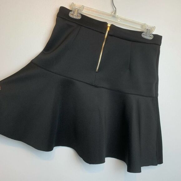 Shine Star Skirt Mini solid Black Pleated Skater Zip Up high waisted size L - Picture 4 of 9